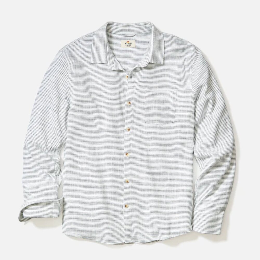 Marine Layer Men's Stretch Selvage Long Sleeve Shirt in Medium